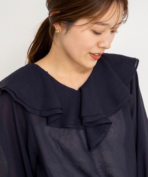 NOLLEY’S（ノーリーズ）の「ウォッシャブルラッフルカラーブラウス（シャツ/ブラウス・レディース・ネイビー/ミント/ホワイト・38）」の14枚目の写真