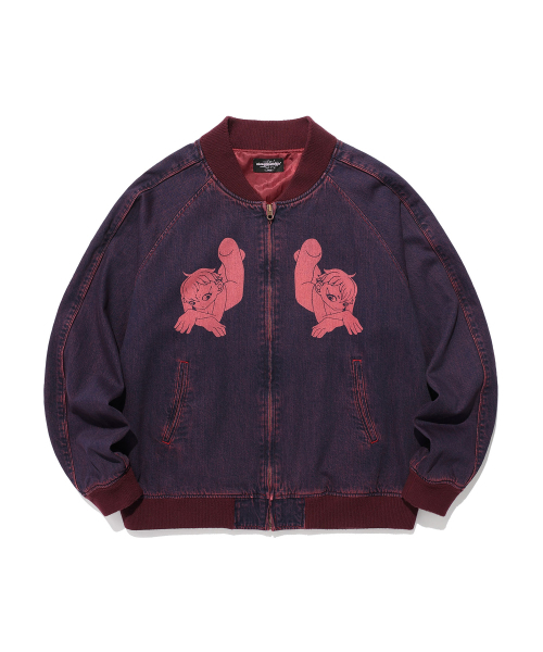 NICE GHOST CLUB(ナイスゴーストクラブ)の「NEW HEAVEN DENIM SOUVENIR JACKET_RED(NG2FSUJ201A)(デニムジャケット・レディース・レッド・S/M/L)」の1枚目の写真