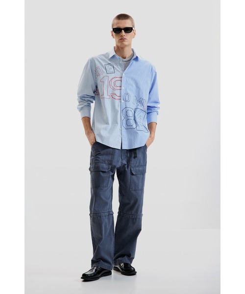 Desigual(デシグアル)の「ナンバリング刺繍ロングスリーブシャツ(シャツ/ブラウス・メンズ・ブルー・S/M/L/XL)」の7枚目の写真