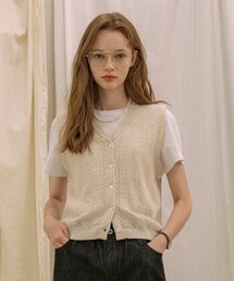 VANONE ATELIER（バノンアトリエ）の「A3424 Resort net vest_Light beige（ベスト）」