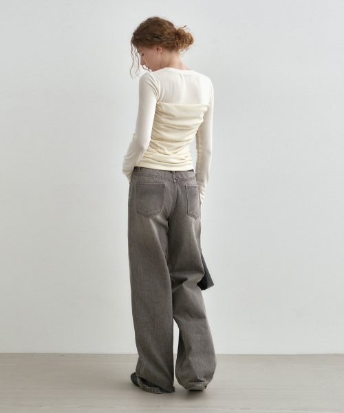 MONGDOL(モンドル)の「チューブトップシャーリングレイヤードTシャツクリームMDTS083CREAM(Tシャツ/カットソー・レディース・その他・FREE)」の9枚目の写真