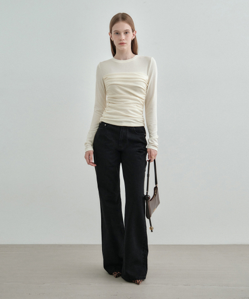 MONGDOL(モンドル)の「チューブトップシャーリングレイヤードTシャツクリームMDTS083CREAM(Tシャツ/カットソー・レディース・その他・FREE)」の10枚目の写真
