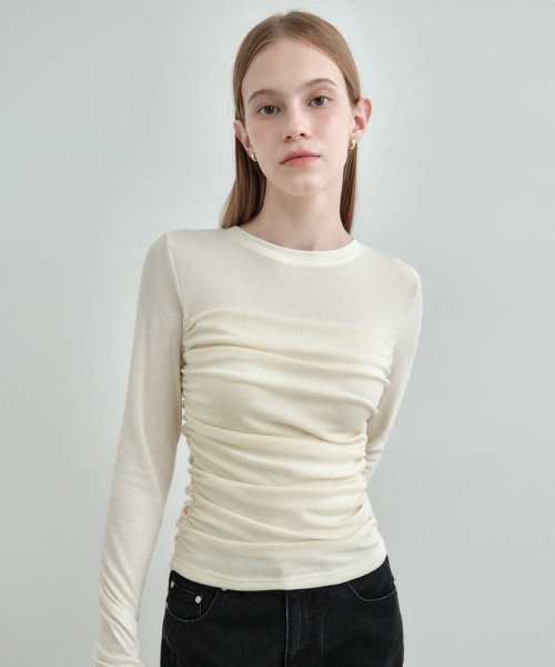 MONGDOL(モンドル)の「チューブトップシャーリングレイヤードTシャツクリームMDTS083CREAM(Tシャツ/カットソー・レディース・その他・FREE)」の11枚目の写真