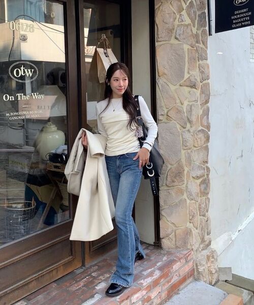 MONGDOL(モンドル)の「チューブトップシャーリングレイヤードTシャツクリームMDTS083CREAM(Tシャツ/カットソー・レディース・その他・FREE)」の3枚目の写真