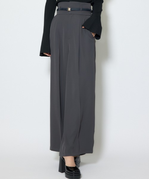 ベルトポイントハイウエストワイドパンツ 春服（スラックス）｜rienda