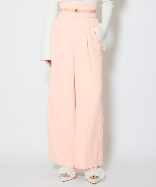 セール】ベルトポイントハイウエストワイドパンツ 春服（スラックス
