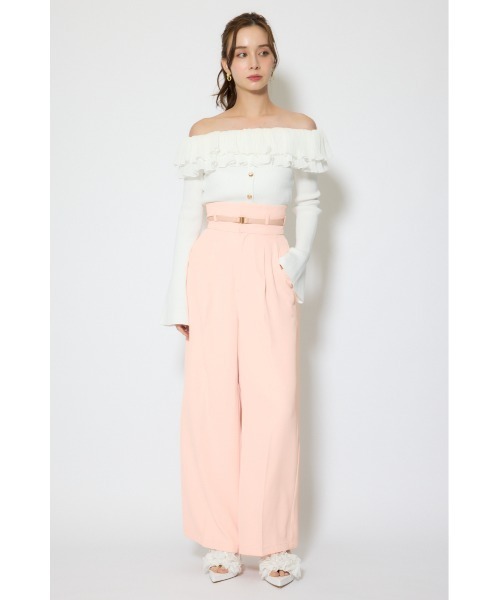 rienda(リエンダ)の「ベルトポイントハイウエストワイドパンツ 春服(スラックス・レディース・杢グレー/ライトピンク/ベージュ・SMALL/MEDIUM)」の18枚目の写真