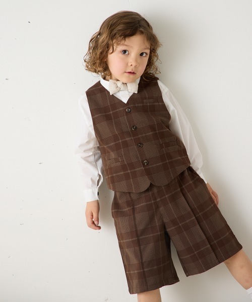 riziere(リジェール)の「チェックセンターシームハーフパンツ(スーツパンツ・キッズ・ブラウン・120/110/100/90/160/150/140/130)」の7枚目の写真