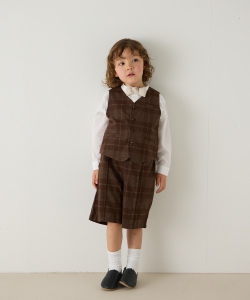 riziere(リジェール)の「チェックセンターシームハーフパンツ(スーツパンツ・キッズ・ブラウン・120/110/100/90/160/150/140/130)」の8枚目の写真