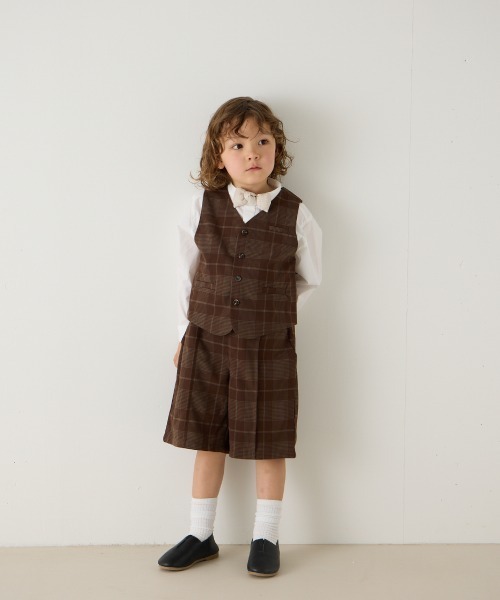 riziere(リジェール)の「チェックセンターシームハーフパンツ(スーツパンツ・キッズ・ブラウン・120/110/100/90/160/150/140/130)」の9枚目の写真