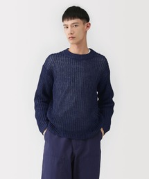 【MUJI LABO】強撚コットンローゲージ長袖セーター　ベージュ MUJI Labo セーター ニット 「MUJI Labo」紳士 強撚コットンローゲージ