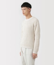 〔MUJI Labo〕紳士　強撚コットンローゲージ長袖セーター