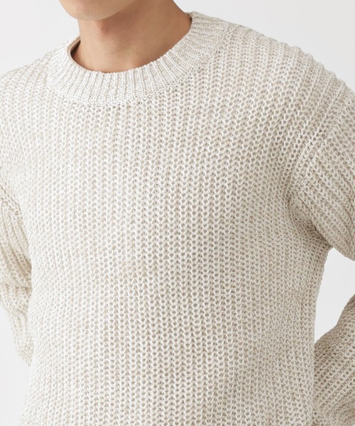 MUJI Labo（ムジラボ）の「〔MUJI Labo〕紳士　強撚コットンローゲージ長袖セーター（ニット/セーター・メンズ・サンドベージュ/ブラック/ネイビー・L/XL/M）」の4枚目の写真