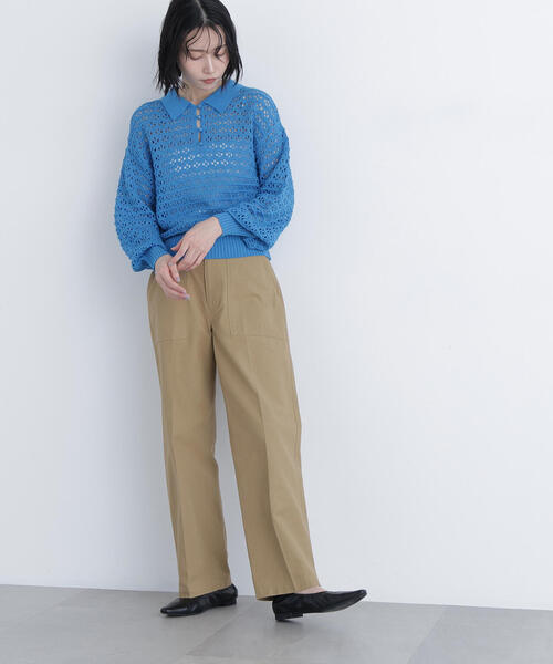 N.（N. Natural Beauty Basic）（エヌエヌナチュラルビューティーベーシック）の「透かし編みポロニット（ポロシャツ・レディース・ブラック/ブルー/オフホワイト・ﾌﾘ-）」の20枚目の写真