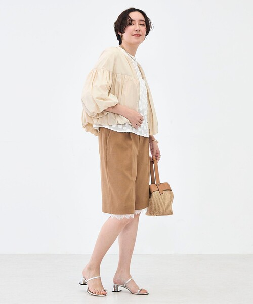 NOLLEY’S（ノーリーズ）の「ウォッシャブル撥水ポケッタブルボリュームブルゾン（ブルゾン・レディース・オフホワイト/ベージュ/ネイビー・38）」の12枚目の写真