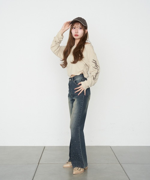 RAY CASSIN(レイカズン)の「【2サイズ展開】ラインストーンフレアデニムパンツ(デニムパンツ・レディース・ブルー/ブラック/スカイブルー・S/M)」の15枚目の写真