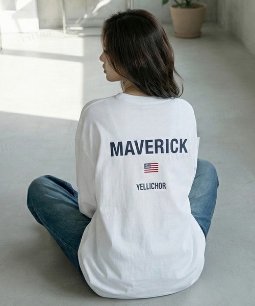 Dalfwin(ダールフィン)の「韓国ファッション MAVERICKプリント長袖Tシャツ(Tシャツ/カットソー・レディース・ブラック/ホワイト・FREE)」の8枚目の写真