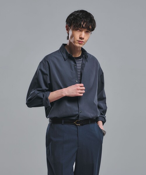green label relaxing（グリーンレーベルリラクシング）の「FINE BASIC スビン オックスフォード ジャストルーズ シャツ（シャツ/ブラウス・メンズ・ダークグレー/ホワイト・M/XL/S/L）」の2枚目の写真