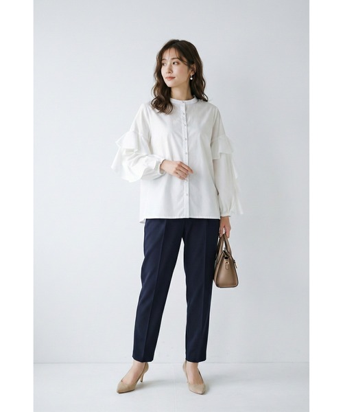 CHhdmn(シーエイチヒデモン)の「パールボタン フリルスリーブ 長袖ブラウス / フェミニン(シャツ/ブラウス・レディース・ライトブルー/ブラック/ホワイト/イエロー・M/L/FREE)」の13枚目の写真