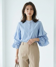 CHhdmn（シーエイチヒデモン）の「パールボタン フリルスリーブ 長袖ブラウス / フェミニン（シャツ/ブラウス）」