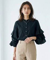 CHhdmn（シーエイチヒデモン）の「パールボタン フリルスリーブ 長袖ブラウス / フェミニン（シャツ/ブラウス）」