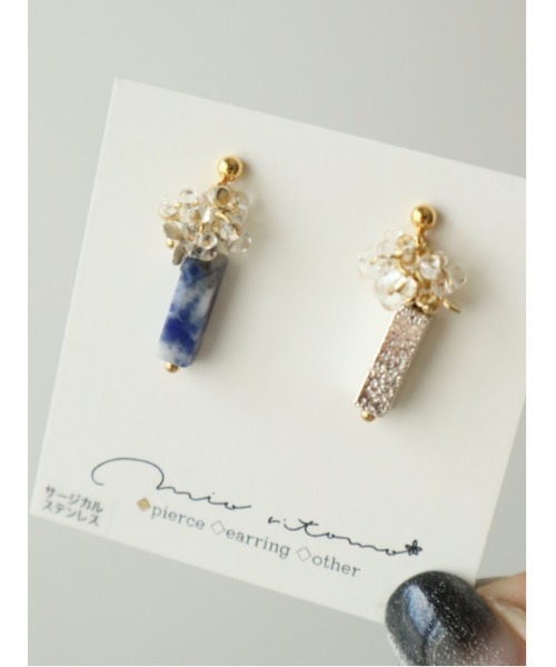 tone(トーン)の「【mio ritomo】天然石スティック アシンメトリーピアス(MA)(ピアス(両耳用)・レディース・ゴールド・FREE)」の8枚目の写真