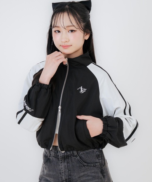 ANAP GiRL(アナップガール)の「クロップド シャカブルゾン(ブルゾン・キッズ・ライトピンク/ブラック/グレー・XS/S/M)」の5枚目の写真