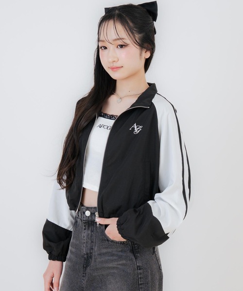 ANAP GiRL(アナップガール)の「クロップド シャカブルゾン(ブルゾン・キッズ・ライトピンク/ブラック/グレー・XS/S/M)」の7枚目の写真