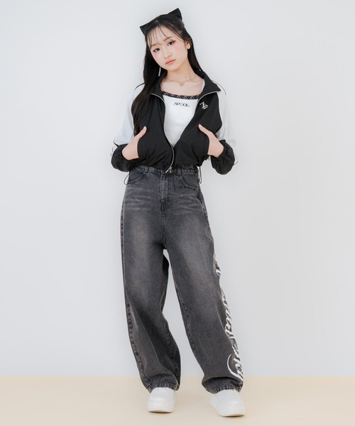 ANAP GiRL(アナップガール)の「クロップド シャカブルゾン(ブルゾン・キッズ・ライトピンク/ブラック/グレー・XS/S/M)」の8枚目の写真