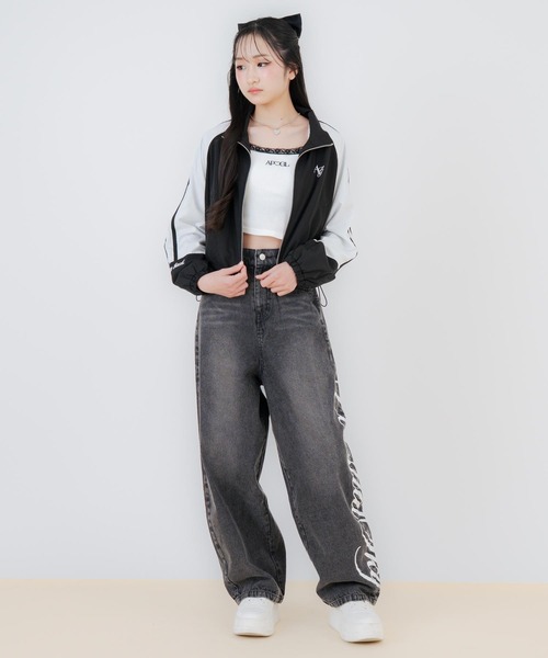 ANAP GiRL(アナップガール)の「クロップド シャカブルゾン(ブルゾン・キッズ・ライトピンク/ブラック/グレー・XS/S/M)」の9枚目の写真