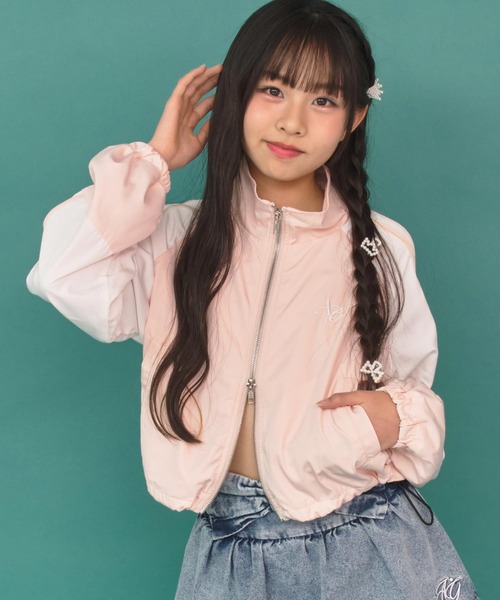 ANAP GiRL(アナップガール)の「クロップド シャカブルゾン(ブルゾン・キッズ・ライトピンク/ブラック/グレー・XS/S/M)」の16枚目の写真