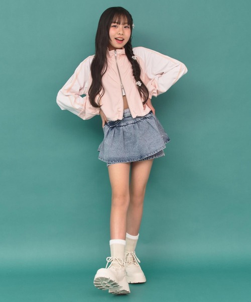 ANAP GiRL(アナップガール)の「クロップド シャカブルゾン(ブルゾン・キッズ・ライトピンク/ブラック/グレー・XS/S/M)」の18枚目の写真