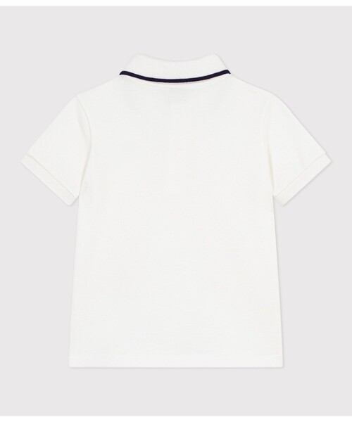 PETIT BATEAU（プチバトー）の「鹿の子編み半袖ポロシャツ（ポロシャツ・キッズ・オフホワイト/ブルー・3YEAR/4YEAR/5YEAR）」の3枚目の写真