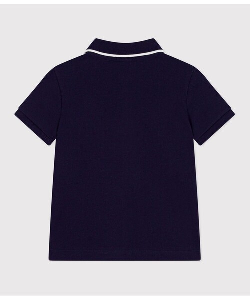 PETIT BATEAU（プチバトー）の「鹿の子編み半袖ポロシャツ（ポロシャツ・キッズ・オフホワイト/ブルー・3YEAR/4YEAR/5YEAR）」の5枚目の写真