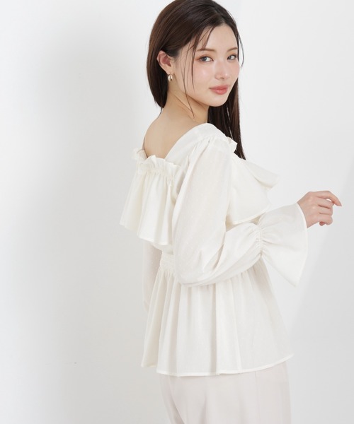 PROPORTION BODY DRESSING(プロポーションボディドレッシング)の「フリルシャーリングブラウス / 1216110302(シャツ/ブラウス・レディース・ブラック/ホワイト系その他/ピンク・MEDIUM/SMALL)」の2枚目の写真