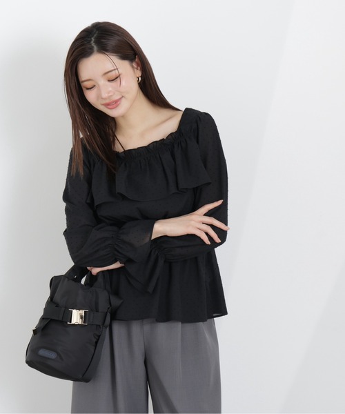 PROPORTION BODY DRESSING(プロポーションボディドレッシング)の「フリルシャーリングブラウス / 1216110302(シャツ/ブラウス・レディース・ブラック/ホワイト系その他/ピンク・MEDIUM/SMALL)」の3枚目の写真