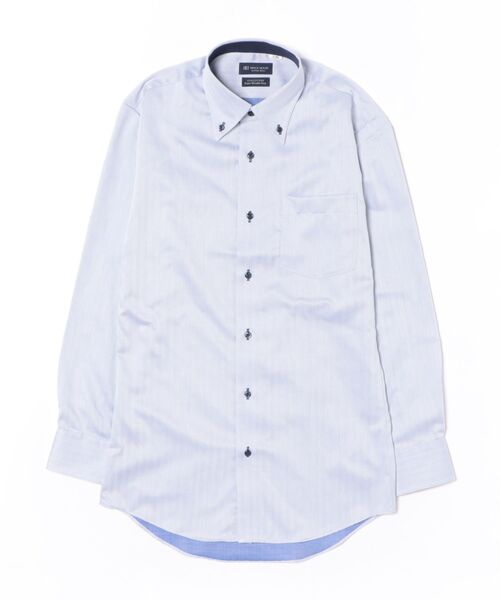 TOKYO SHIRTS（トウキョウシャツ）の「形態安定ノンアイロン ボタンダウン 長袖ビジネスワイシャツ（ビジネスシャツ・メンズ・ブルー・首回り37cm-裄丈80cm/首回り37cm-裄丈84cm/首回り39cm-裄丈80cm/首回り39cm-裄丈84cm/首回り41cm-裄丈82cm/首回り41cm-裄丈86cm/首回り42cm-裄丈82cm/首回り42cm-裄丈86cm/首回り43cm-裄丈82cm/首回り43cm-裄丈86cm）」の6枚目の写真