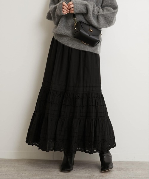 JOURNAL STANDARD relume（ジャーナルスタンダード　レリューム）の「《WEB限定追加2》コットンボイルタック刺繍ロングスカート（スカート・レディース・ホワイト/ブラック・FREE）」の8枚目の写真