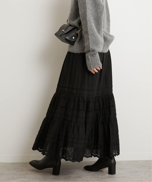 JOURNAL STANDARD relume（ジャーナルスタンダード　レリューム）の「《WEB限定追加2》コットンボイルタック刺繍ロングスカート（スカート・レディース・ホワイト/ブラック・FREE）」の10枚目の写真