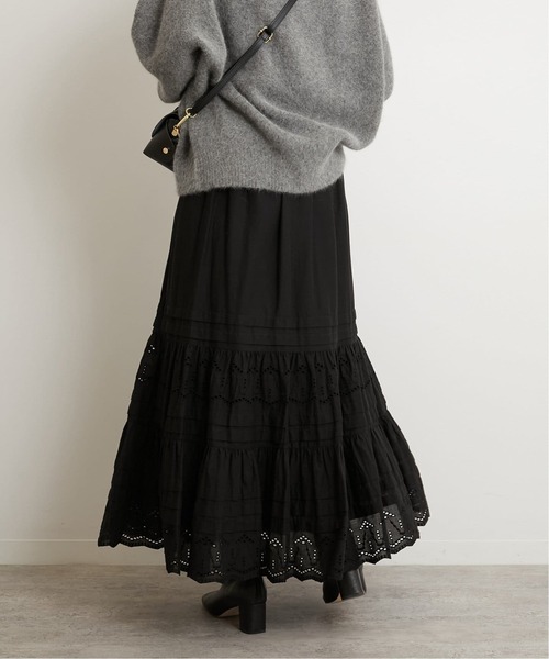 JOURNAL STANDARD relume（ジャーナルスタンダード　レリューム）の「《WEB限定追加2》コットンボイルタック刺繍ロングスカート（スカート・レディース・ホワイト/ブラック・FREE）」の12枚目の写真