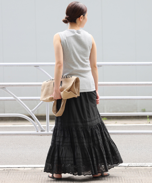 JOURNAL STANDARD relume（ジャーナルスタンダード　レリューム）の「《WEB限定追加2》コットンボイルタック刺繍ロングスカート（スカート・レディース・ホワイト/ブラック・FREE）」の15枚目の写真