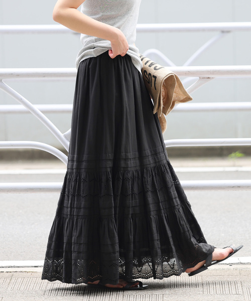 JOURNAL STANDARD relume（ジャーナルスタンダード　レリューム）の「《WEB限定追加2》コットンボイルタック刺繍ロングスカート（スカート・レディース・ホワイト/ブラック・FREE）」の16枚目の写真