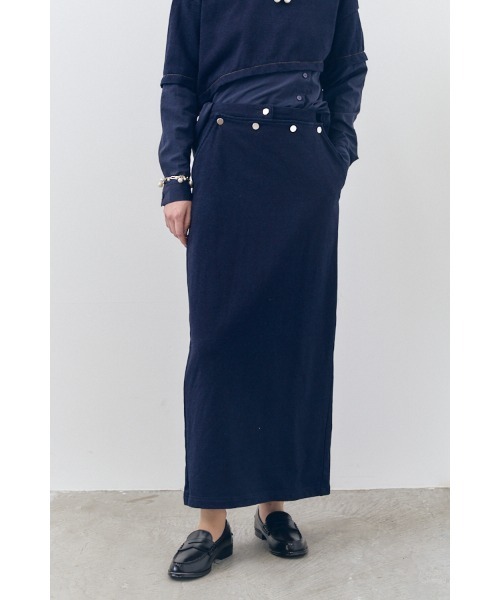 Muel Chic(ミュエルシック)の「Nove sweat denim skirt ノーヴェスウェットデニムスカート(スカート・レディース・ブルー/ブラック/インディゴブルー・FREE)」の21枚目の写真