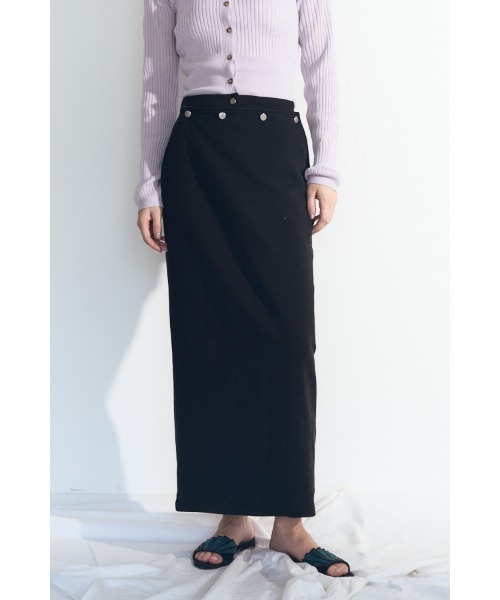 Muel Chic(ミュエルシック)の「Nove sweat denim skirt ノーヴェスウェットデニムスカート(スカート・レディース・ブルー/ブラック/インディゴブルー・FREE)」の4枚目の写真
