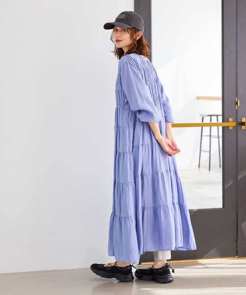 studio CLIP（スタディオクリップ）の「ダブルフロントティアードワンピース（ワンピース・レディース・ライトベージュ/ライトパープル/ネイビー・FREE）」の3枚目の写真