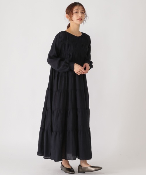 studio CLIP（スタディオクリップ）の「ダブルフロントティアードワンピース（ワンピース・レディース・ライトベージュ/ライトパープル/ネイビー・FREE）」の2枚目の写真