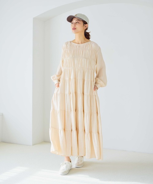 studio CLIP（スタディオクリップ）の「ダブルフロントティアードワンピース（ワンピース・レディース・ライトベージュ/ライトパープル/ネイビー・FREE）」の4枚目の写真