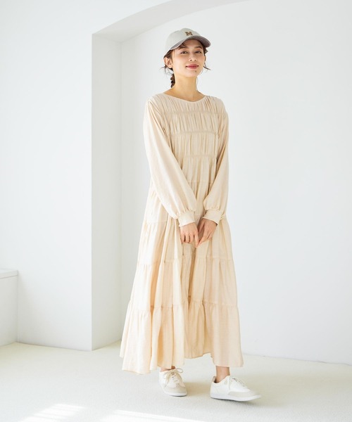 studio CLIP（スタディオクリップ）の「ダブルフロントティアードワンピース（ワンピース・レディース・ライトベージュ/ライトパープル/ネイビー・FREE）」の6枚目の写真