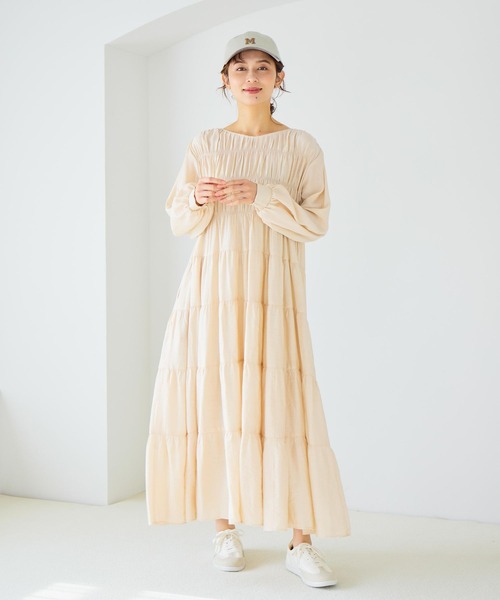 studio CLIP（スタディオクリップ）の「ダブルフロントティアードワンピース（ワンピース・レディース・ライトベージュ/ライトパープル/ネイビー・FREE）」の7枚目の写真