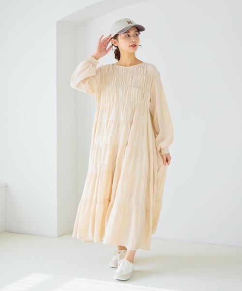 studio CLIP（スタディオクリップ）の「ダブルフロントティアードワンピース（ワンピース・レディース・ライトベージュ/ライトパープル/ネイビー・FREE）」の8枚目の写真